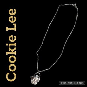 NECKLACE Purse Basket COOKIE LEE Crystal Rhinestone Silver Chain